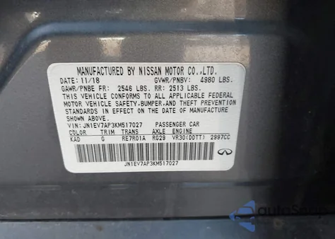 2019 Infiniti Q50 3.0T Luxe from USA, damaged, VIN JN1EV7AP3KM517027